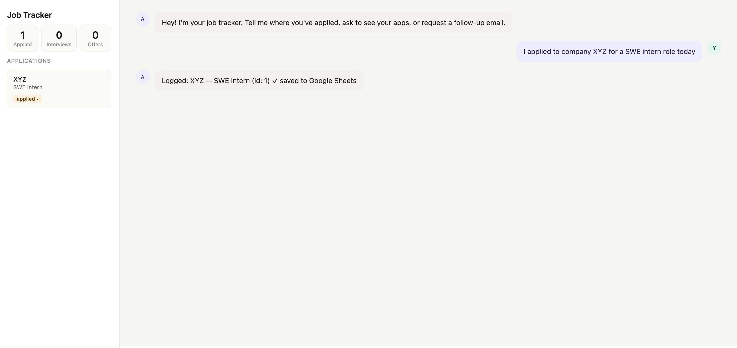 Pursuit logging an application from natural language